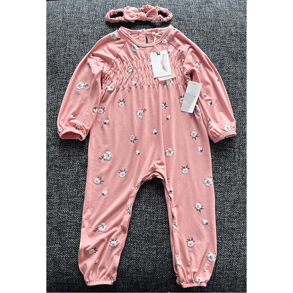 Nwt Jessica Simpson Pink Floral Coverall Set Size 24 Months